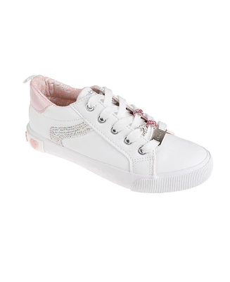 Bebe Little Girls Low Top with Rhinestones Beads and Plate Sneakers