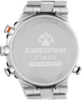 Timex Men's Quartz Analog Silver-Tone Stainless Steel Watch, 45mm
