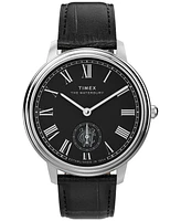 Timex Men's Quartz Analog Black Leather Watch, 39mm