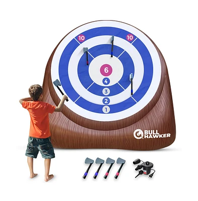 Swooc Bull Hawker | Giant Axe Darts (Over 6ft Tall) w/ 15+ Games | Axe Throwing Game for Backyard w/ Air Pump | Carnival Game