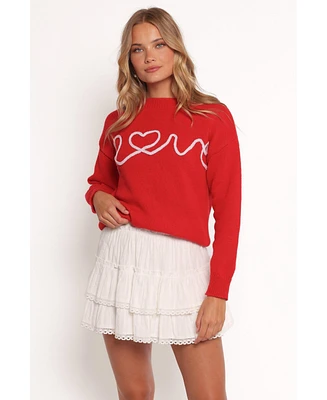 Petal and Pup Women's Love Embroidered Knit Sweater