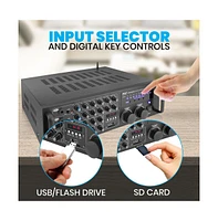 Pyle 2000W Bluetooth Stereo Mixer Karaoke Amplifier - PMXAKB2000