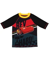 Cars Boys Disney Pixar Lightning McQueen Rash Guard and Swim Trunks Outfit Set