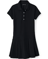 Lands' End School Uniform Girls Short Sleeve Mesh Pleated Polo Dress