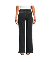 Lands' End Women's High Rise Soft Denim Pleated Wide Leg Trousers