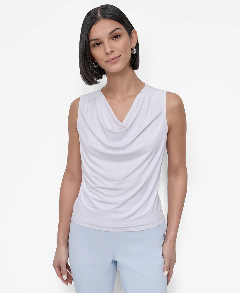 Dkny Petite Sleeveless Draped Cowlneck Top