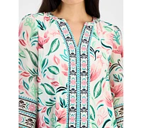 Jm Collection Women's Embellished Split-Neck Tunic, Exclusively at Macy's