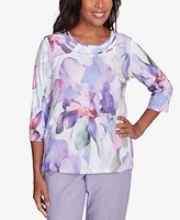 Alfred Dunner Petite Crystal Springs Dramatic Flower Top