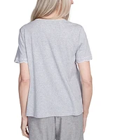Alfred Dunner Petite Crystal Springs Embroidered Tossed Flower Top
