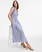 Robbie Bee Women's Ruffled A-Line Sleeveless Midi Dress