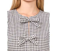 CeCe Women's Gingham Bow-Front Peplum Top