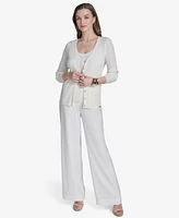 Halston Women's Ribbed Knit Button-Front Cardigan