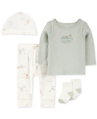 Carter's Baby Boys Cotton Turtle Top, Hat, Pants & Socks, 4 Piece Set