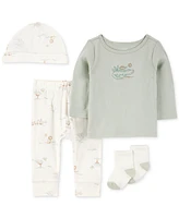 Carter's Baby Boys Cotton Turtle Top, Hat, Pants & Socks, 4 Piece Set