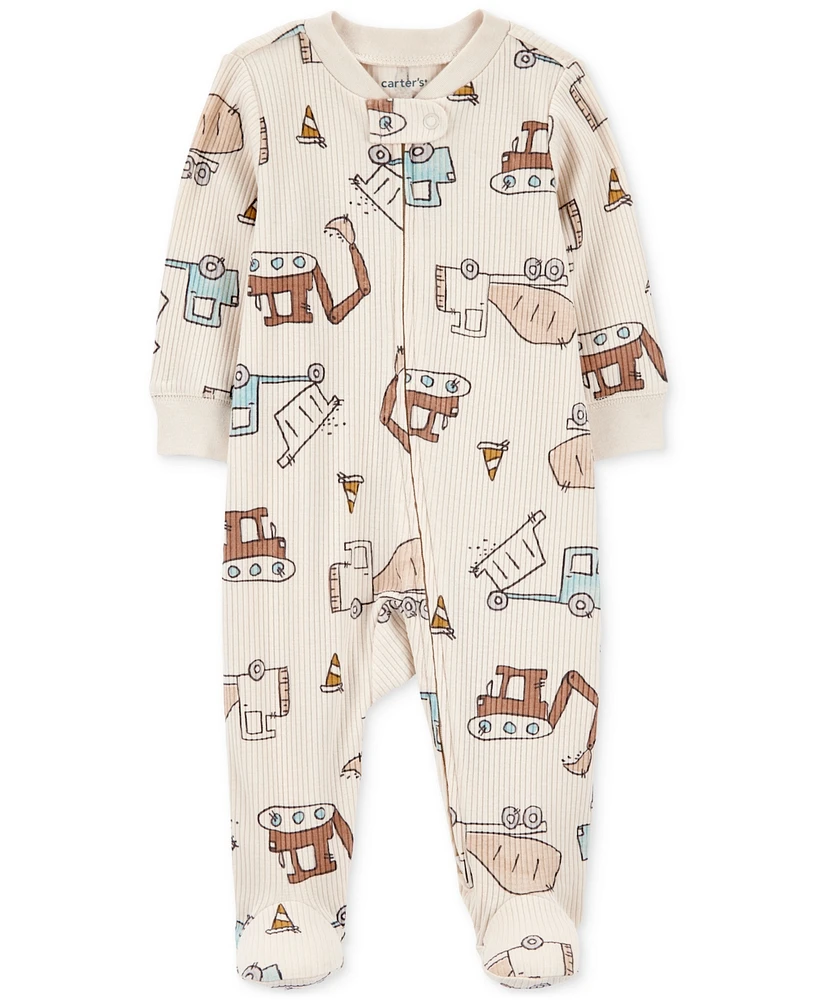 Carter's Baby Boys Construction Ribbed Sleep & Play Pajamas