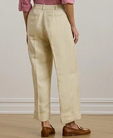 Lauren Ralph Women's Linen-Blend Twill Wide-Leg Pants
