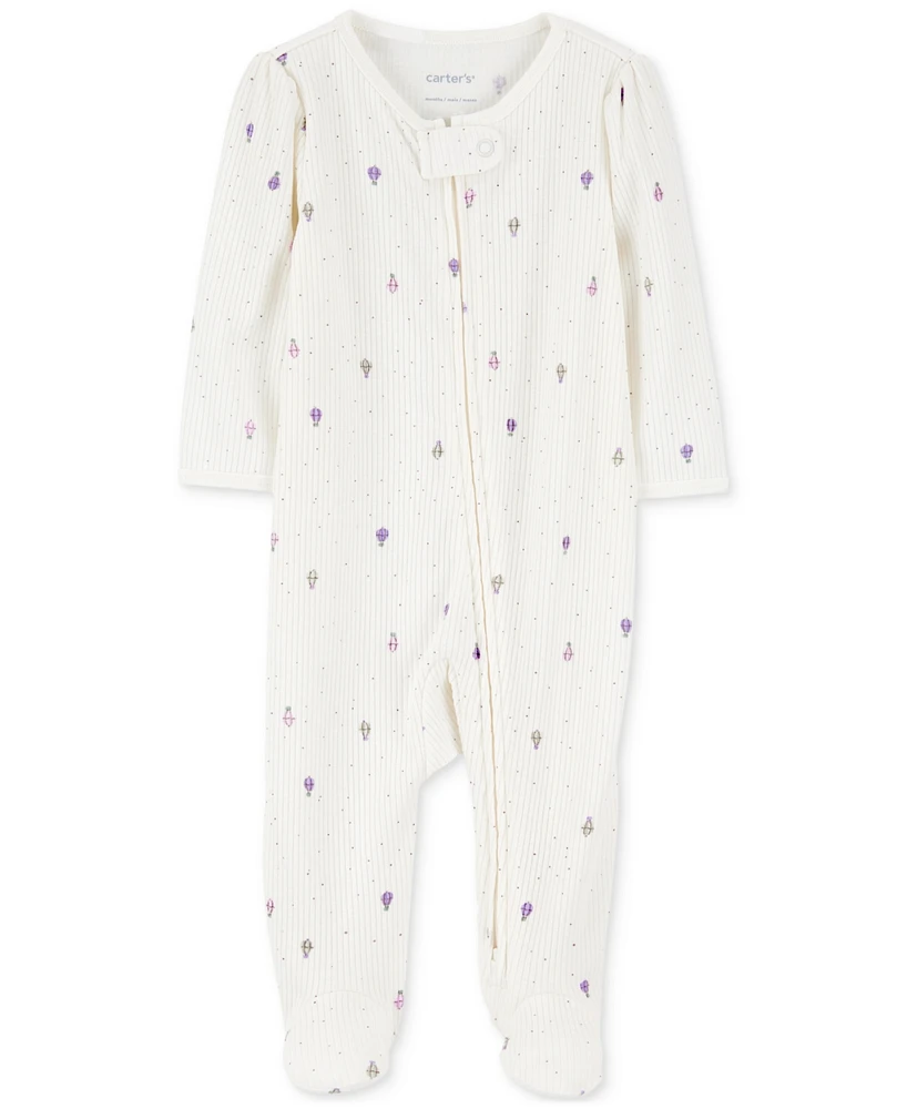 Carter's Baby Girls Air Balloon 2-Way-Zipper Textured Sleep and Play Footed Coverall