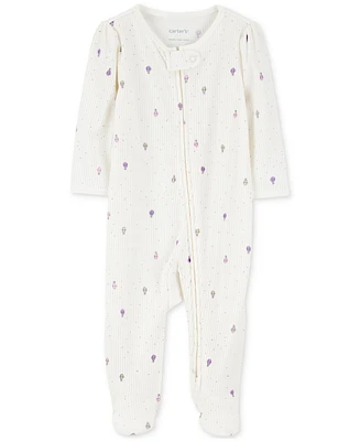 Carter's Baby Girls Air Balloon 2-Way-Zipper Textured Sleep and Play Footed Coverall