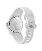 Plein Sport Men's Laserstrike Three Hand Quartz White Silicone Strap Watch, 42mm