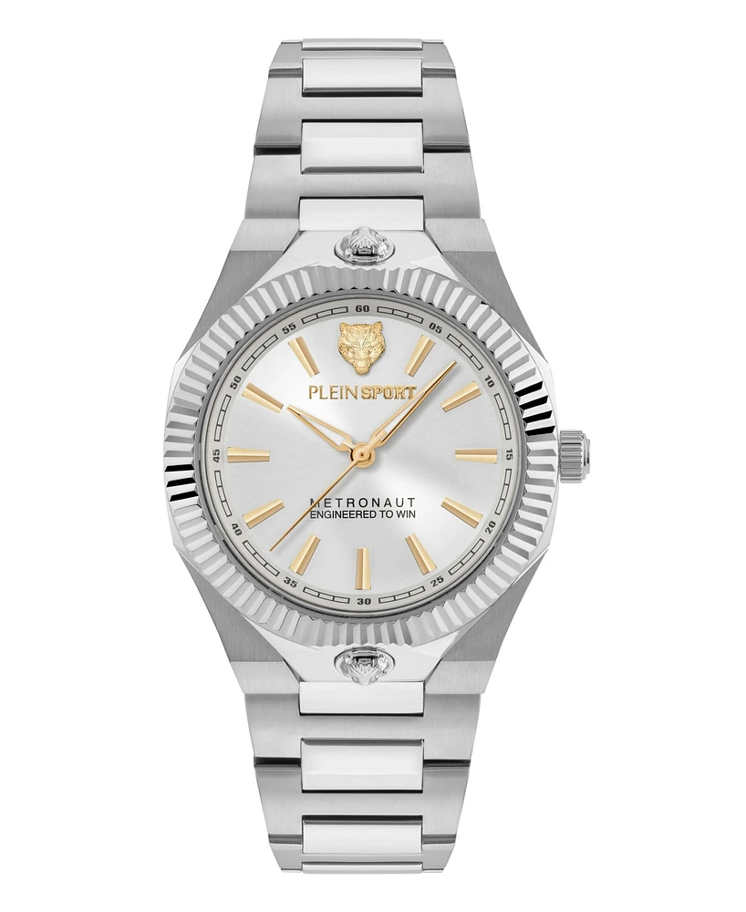 Plein Sport Women's Metronaut Three Hand Quartz Stainless Steel Bracelet Watch, 36mm