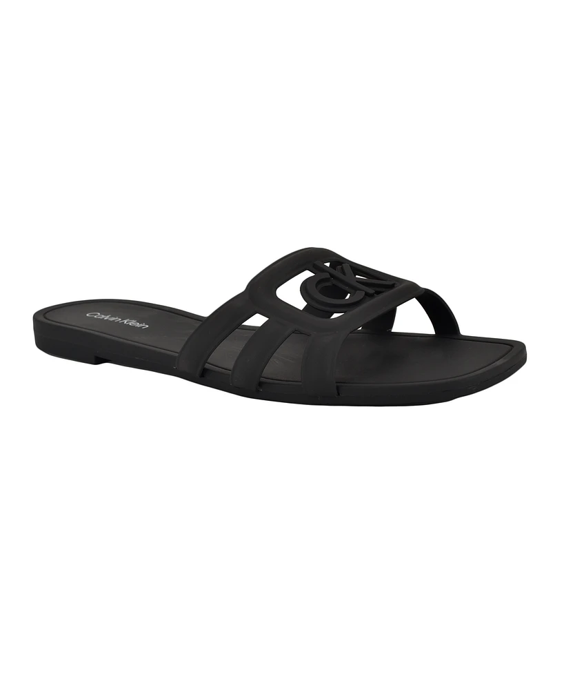 Calvin Klein Women's Yoana Logo Slip-On Jelly Flat Sandals