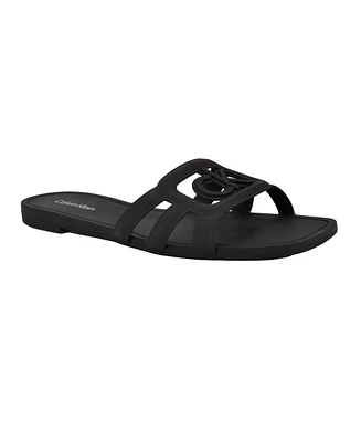 Calvin Klein Women's Yoana Logo Slip-On Jelly Flat Sandals