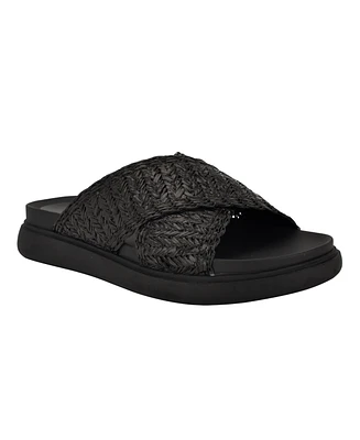 Calvin Klein Women's Pacen Woven Crisscross Flat Sandals