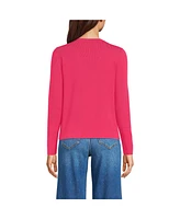 Lands' End Women's Blend Scallop Edge Fitted Cardigan Sweater - Set Top
