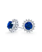 Bling Jewelry 2 1 Removable Jackets Cubic Zirconia Cz Crown Halo Ear Jacket with Round Solitaire Stud Earrings .925 Sterling Silver