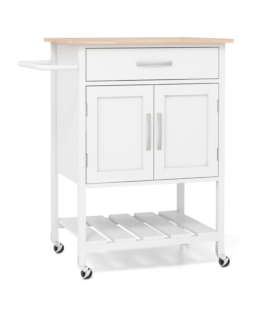 Rolling Kitchen Island Cart with Drawer and Towel Rack