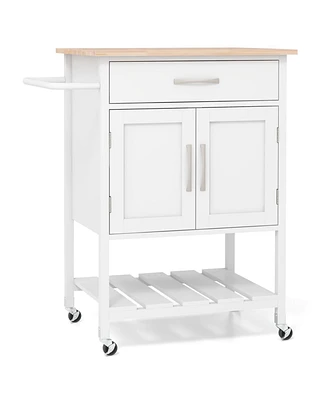 Rolling Kitchen Island Cart with Drawer and Towel Rack