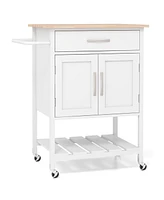 Rolling Kitchen Island Cart with Drawer and Towel Rack