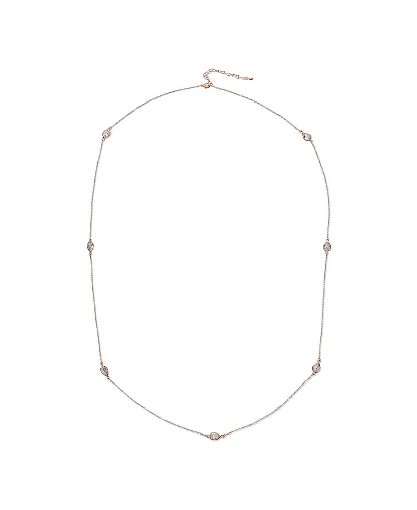 Bling Jewelry Long Rose Gold Plated Cz Tin Cup Chain Endless Wrap Layer Necklace 36