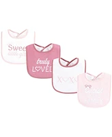 Hudson Baby Infant Girl Cotton Terry Drooler Bibs with Fiber Filling, Cutest Family, One Size