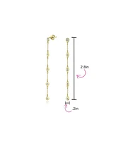 Bling Jewelry Classic Minimalist Cz Threader Dangle Chandelier Earrings 14K Gold Plated Silver