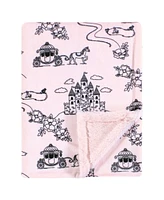 Hudson Baby Infant Girl Plush Blanket with Furry Binding and Back, Fairytale Princess, One Size