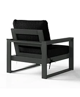 Outdoor Modern 3-Piece Hdpe Patio Sofa Set with Side Table