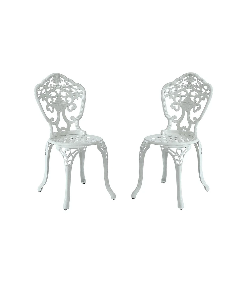 Outdoor Dining Chair Set of 2, Cast Aluminium Patio Chairs Outdoor Bistro Chairs