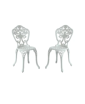Outdoor Dining Chair Set of 2, Cast Aluminium Patio Chairs Outdoor Bistro Chairs
