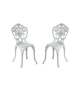 Outdoor Dining Chair Set of 2, Cast Aluminium Patio Chairs Outdoor Bistro Chairs