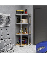 4-Tier Corner Shelving Unit Adjustable Garage Storage Utility Rack for Warehouse