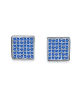 Bling Jewelry Royal Blue Geometric Cz Stud Earrings in Sterling Silver