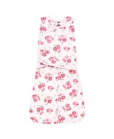 Hudson Baby Girls Convertible Swaddle Sleep Sack, Blush Rose, 3-9 Months