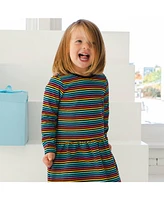 Mightly Toddler Girls Fair Trade Organic Cotton Long Sleeve Drop Waist Dress
