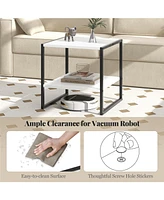 2-Tier Square End Table with Storage Shelf Reversible Design