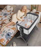 Gouun Kids Height Adjustable Bedside Sleeper with Storage Bag and Soft Mattress