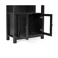 Omaha Modern Farmhouse Storage Cabinet Bookcase, Glass Doors And Open Shelves