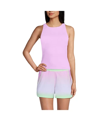 Lands' End Women's Mastectomy Tugless High Neck Strappy Back Tankini Swimsuit Top