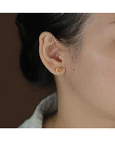 Bling Jewelry Minimalist Round Created Orange Fire Opal Bezel Setting Stud Earrings Yellow Gold Plated .925 Sterling Silver 5MM