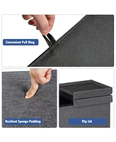 30 Inch Folding Storage Ottoman with Lift Top